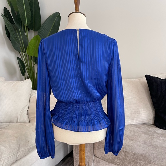 Royal blue sheer striped top - Picture 3 of 4